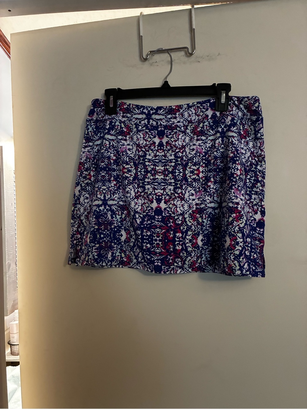 Tranquility Colorado Clothing Floral Tile Print A-Line Skirt in Blue and Pink